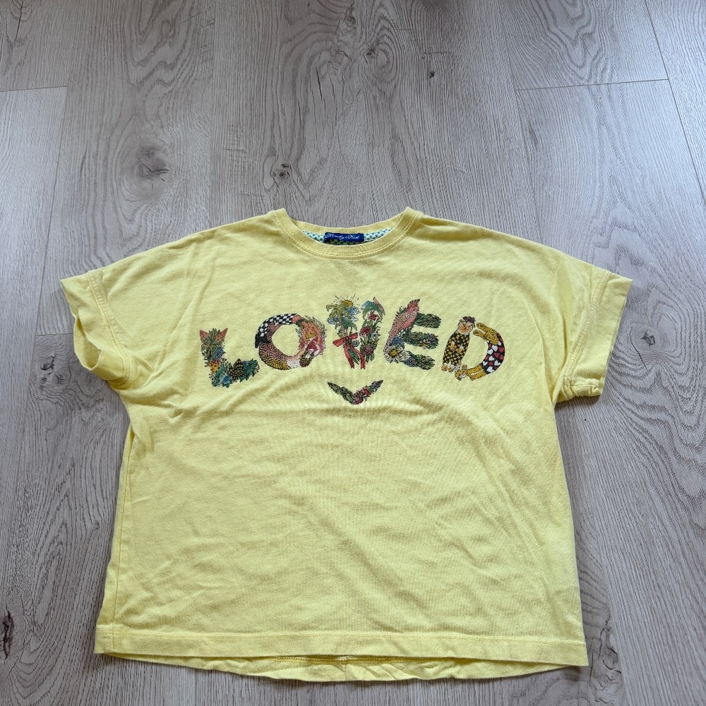 Family First Girls Yellow T-shirt "Loved" Sz. 8